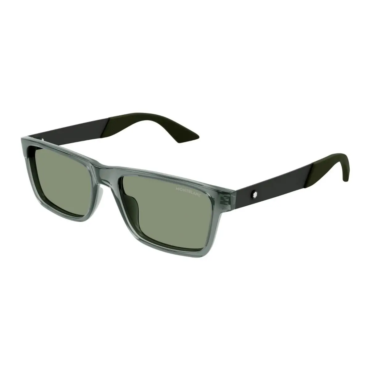 Men`s Transparent Grey Rectangle Green Lens - MB0299S-003-56 by Montblanc