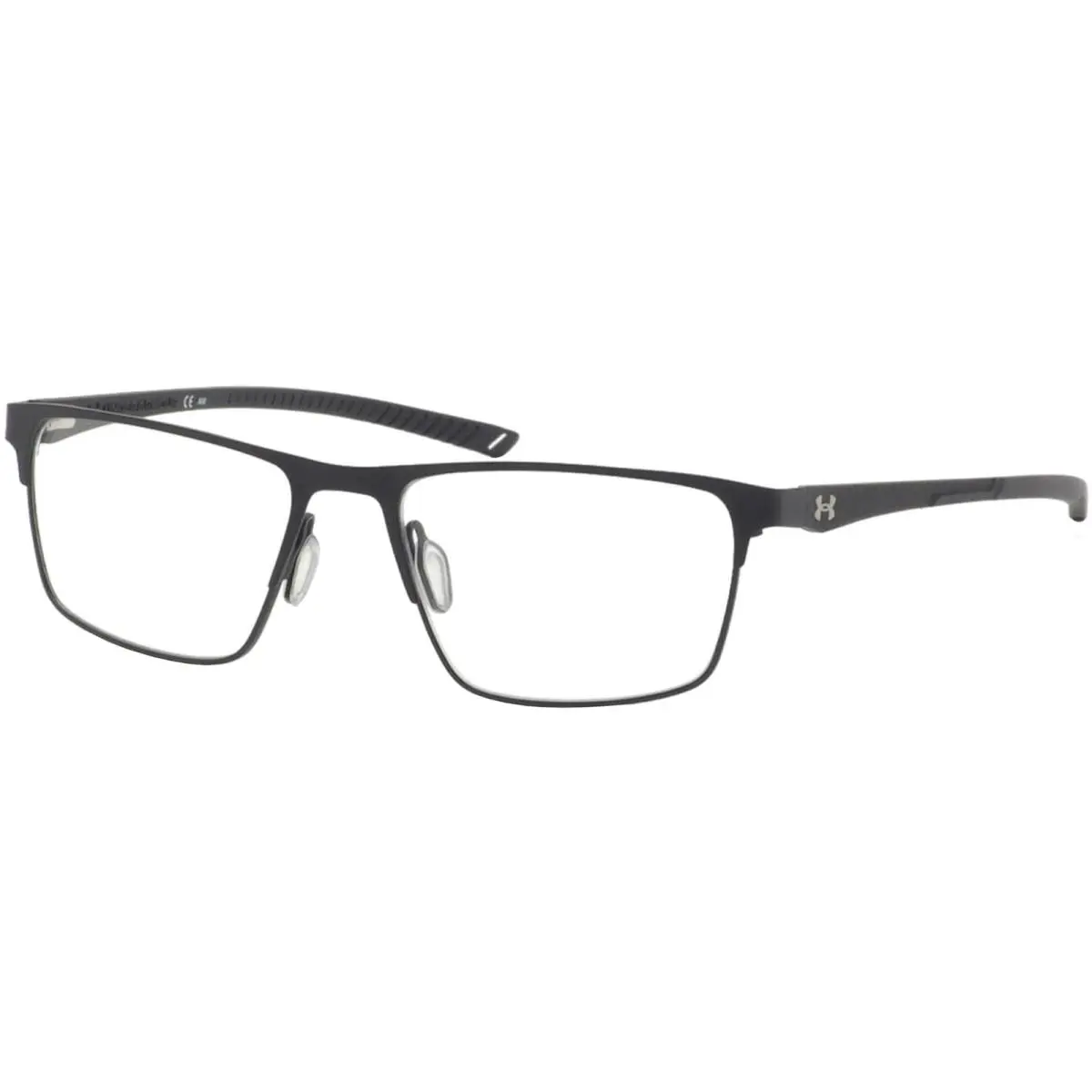 Men`s Square Wrap Eyeglasses w/ Carbon Fiber Temples - UA5050G Matte Black/Clear Demo (0003-54) by Under Armour