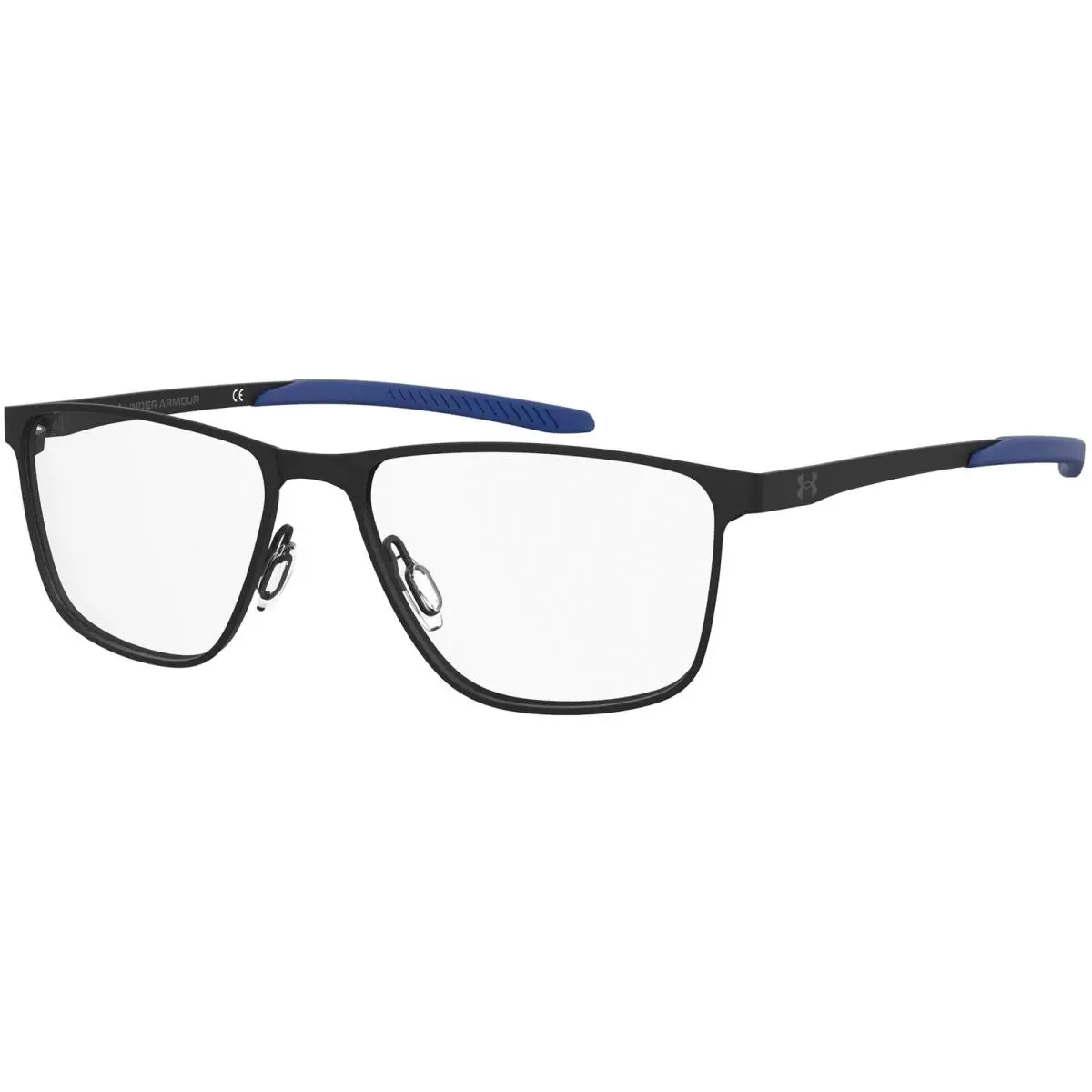 Men`s Square Wrap Eyeglass Frames w/ Soft Touch Tips - UA5052G Matte Black/Clear Demo (0003-54) by Under Armour