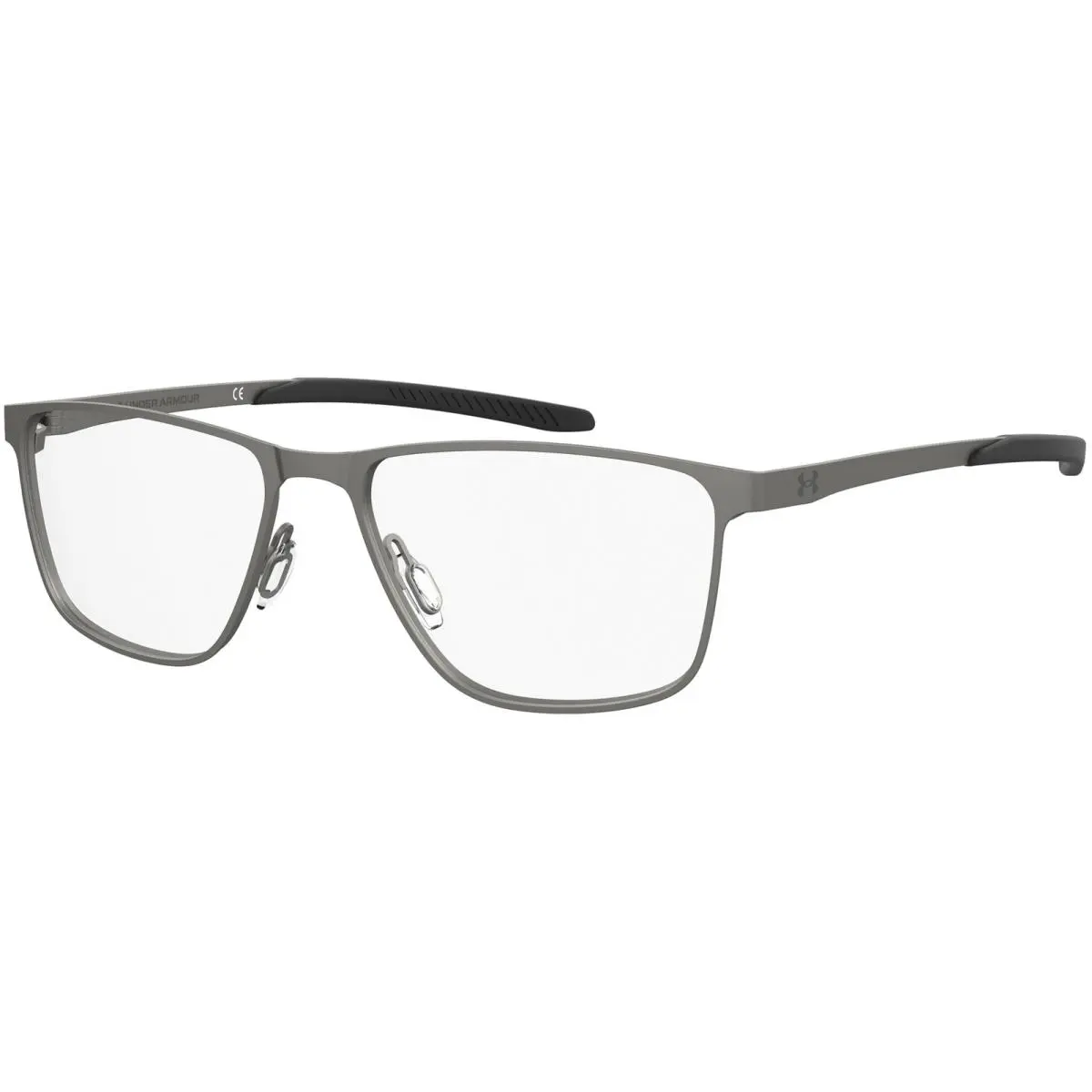 Men`s Square Wrap Eyeglass Frames w/ Soft Touch Tips - UA5052G Matte Dark Ruthenium/Clear Demo (0R80-54) by Under Armour