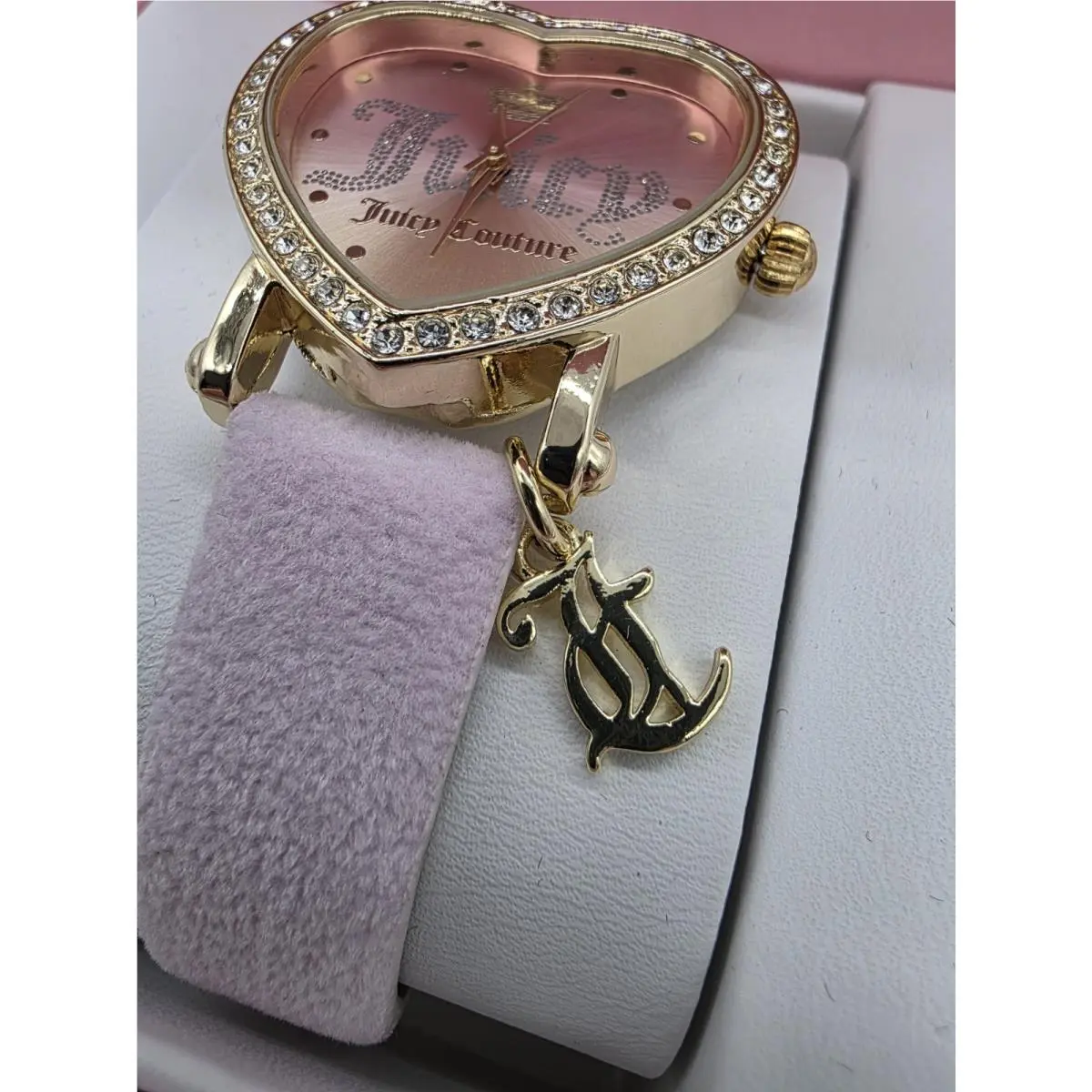 Rose Gold Pink Crown Heart Shape J Charm Bling Watch by Juicy Couture