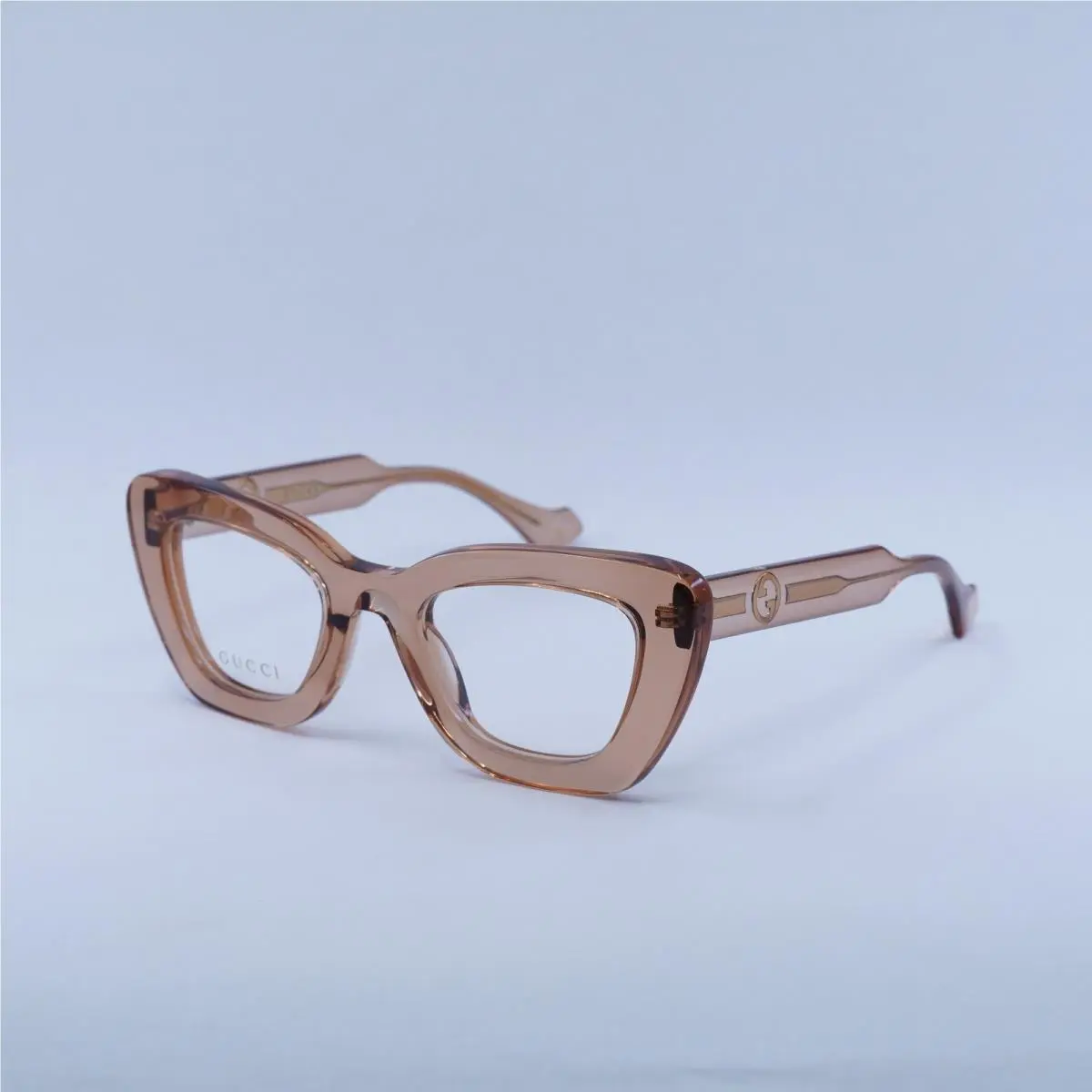 GG1555O 004 Transparent Amber Brown 50mm Eyeglasses by Gucci