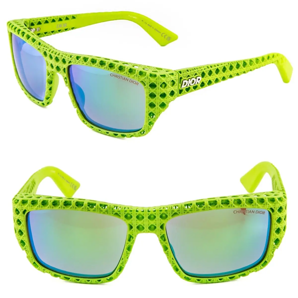 Christian  3D Cannage Lime Green Mirror Oblique Cannage DIOR3D S1I DM40127I by Dior