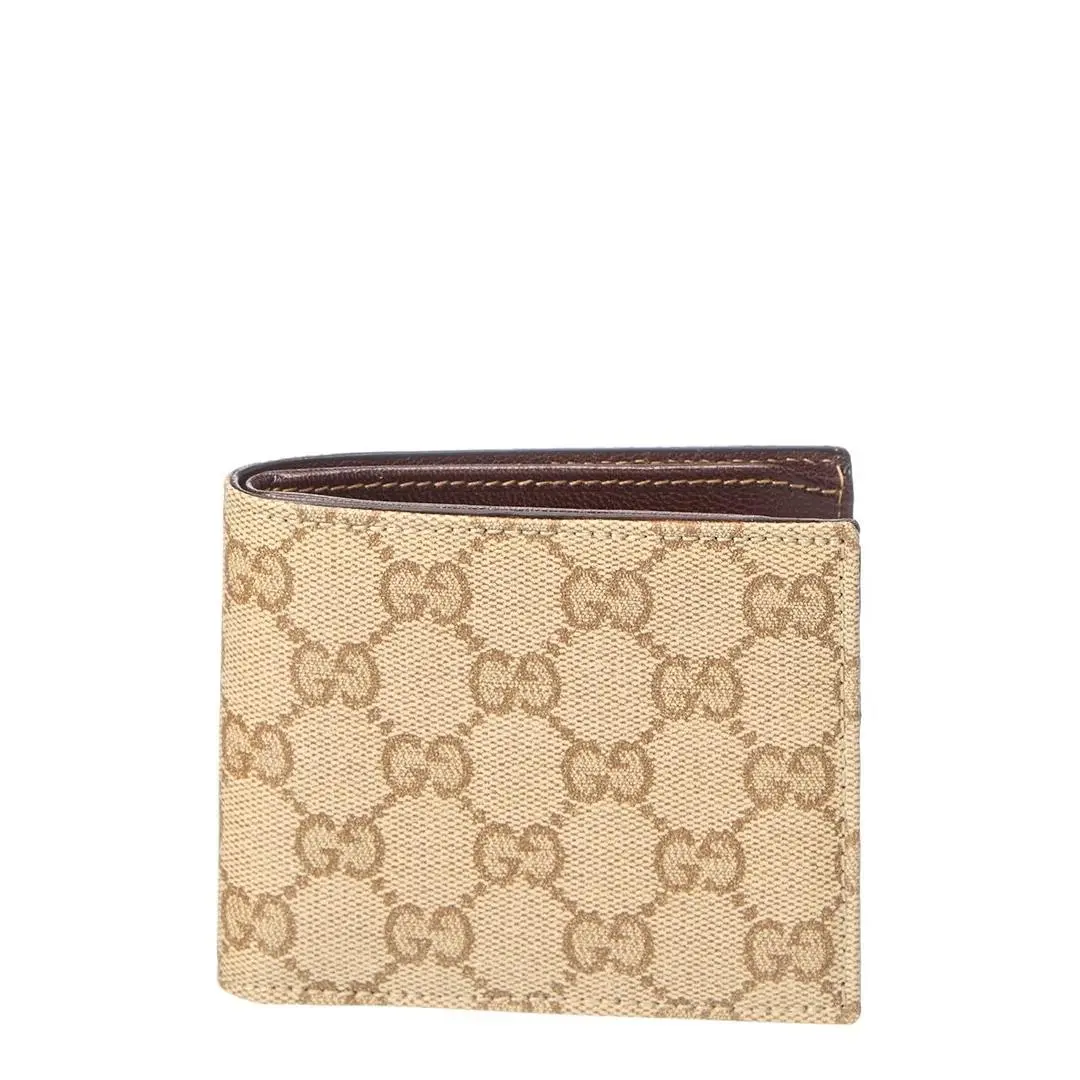 Gucci Essence Classic Gg Coated Canvas Bifold Wallet Women`s Brown