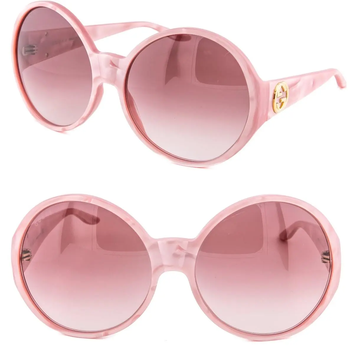 GG0954S Pearl Pink 0954 GG Logo Oversized Round Retro Sunglasses 009 by Gucci