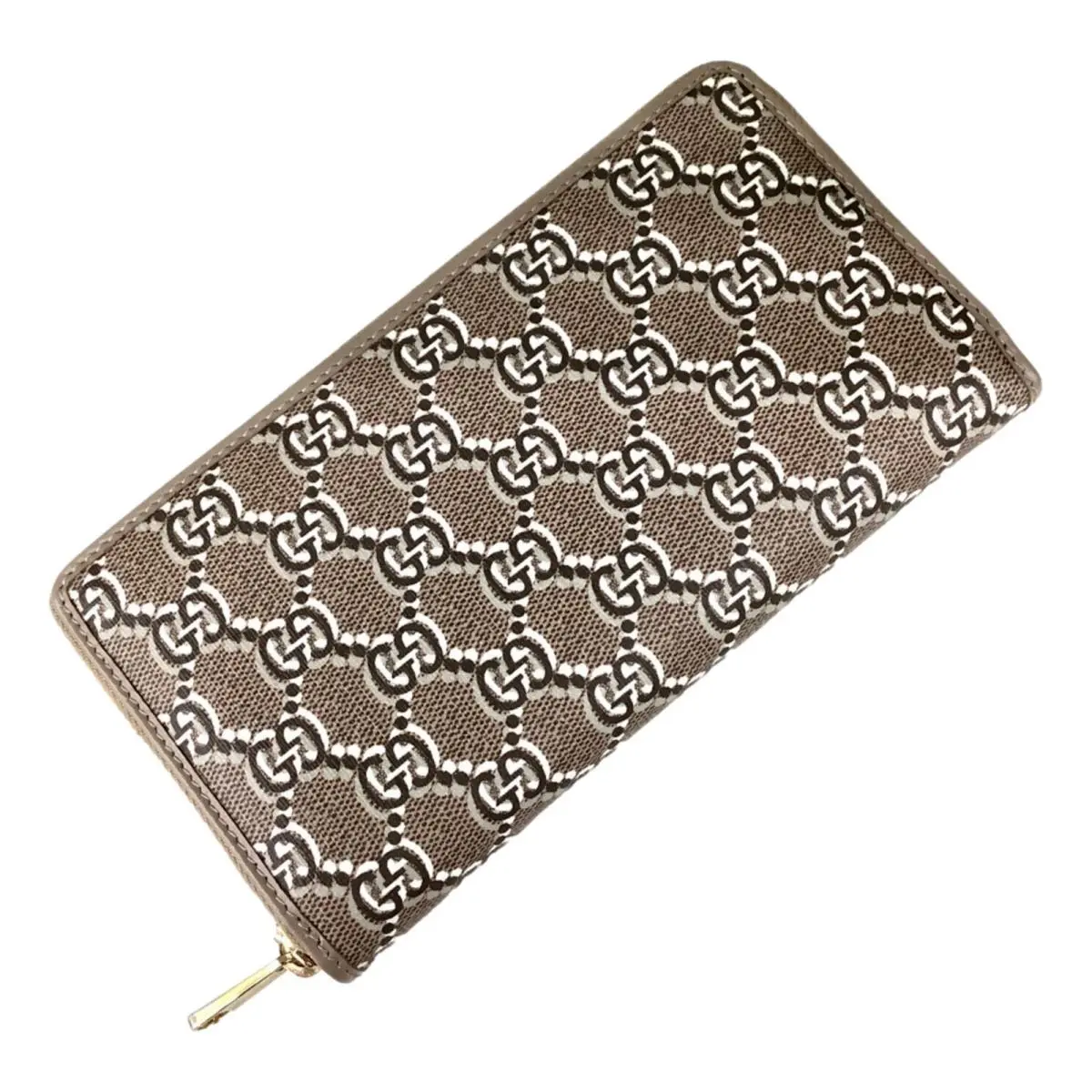 Gucci GG Shadow Beige Brown Continental Zip Around Wallet