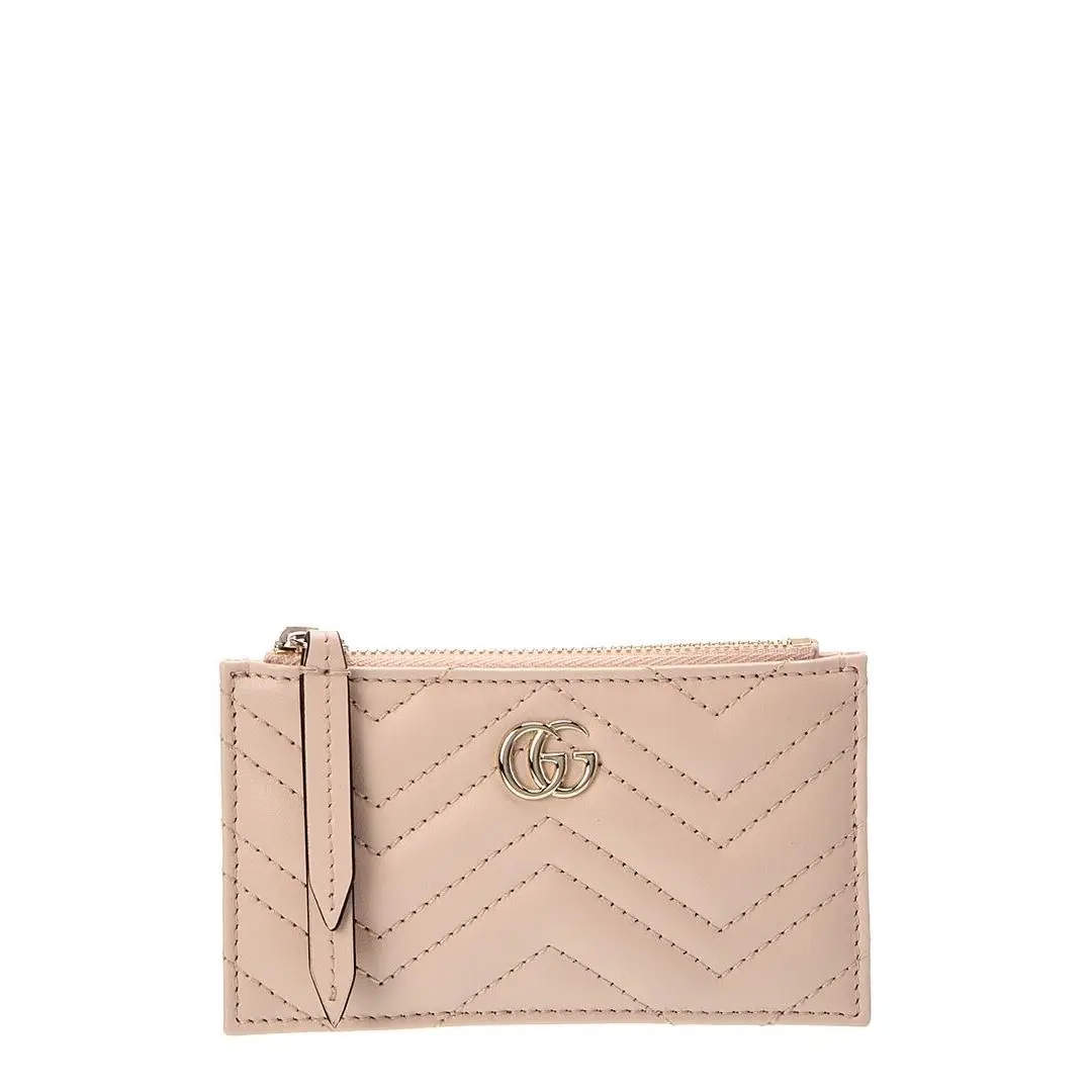 Gg Marmont Leather Card Case Women`s Pink by Gucci