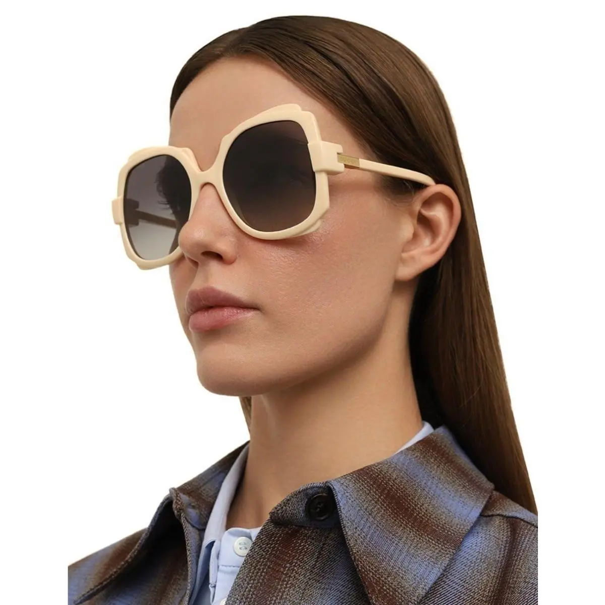 GG1431S 004 Oversized White Gray Women Sunglasses by Gucci