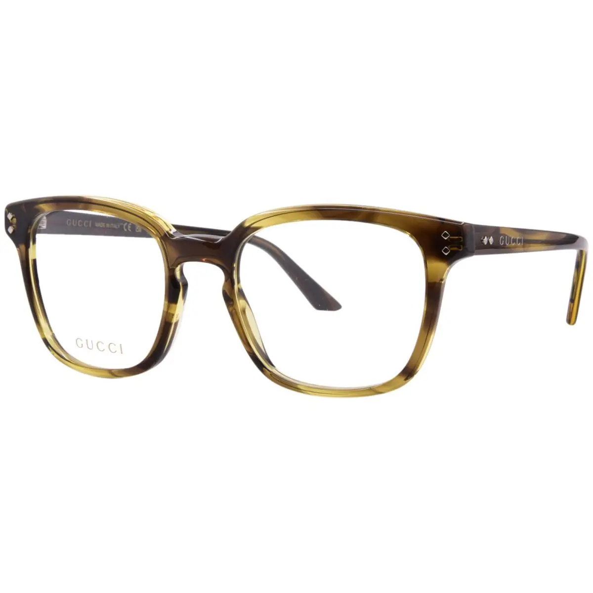 GG2132O 010 Eyeglasses Men`s Havana Full Rim Square Shape 55mm by Gucci