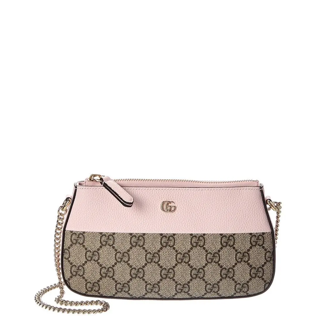 Gucci Bicolor Gg Marmont Mini Gg Supreme Canvas Leather Crossbody Women`s Pink - Exterior: Pink