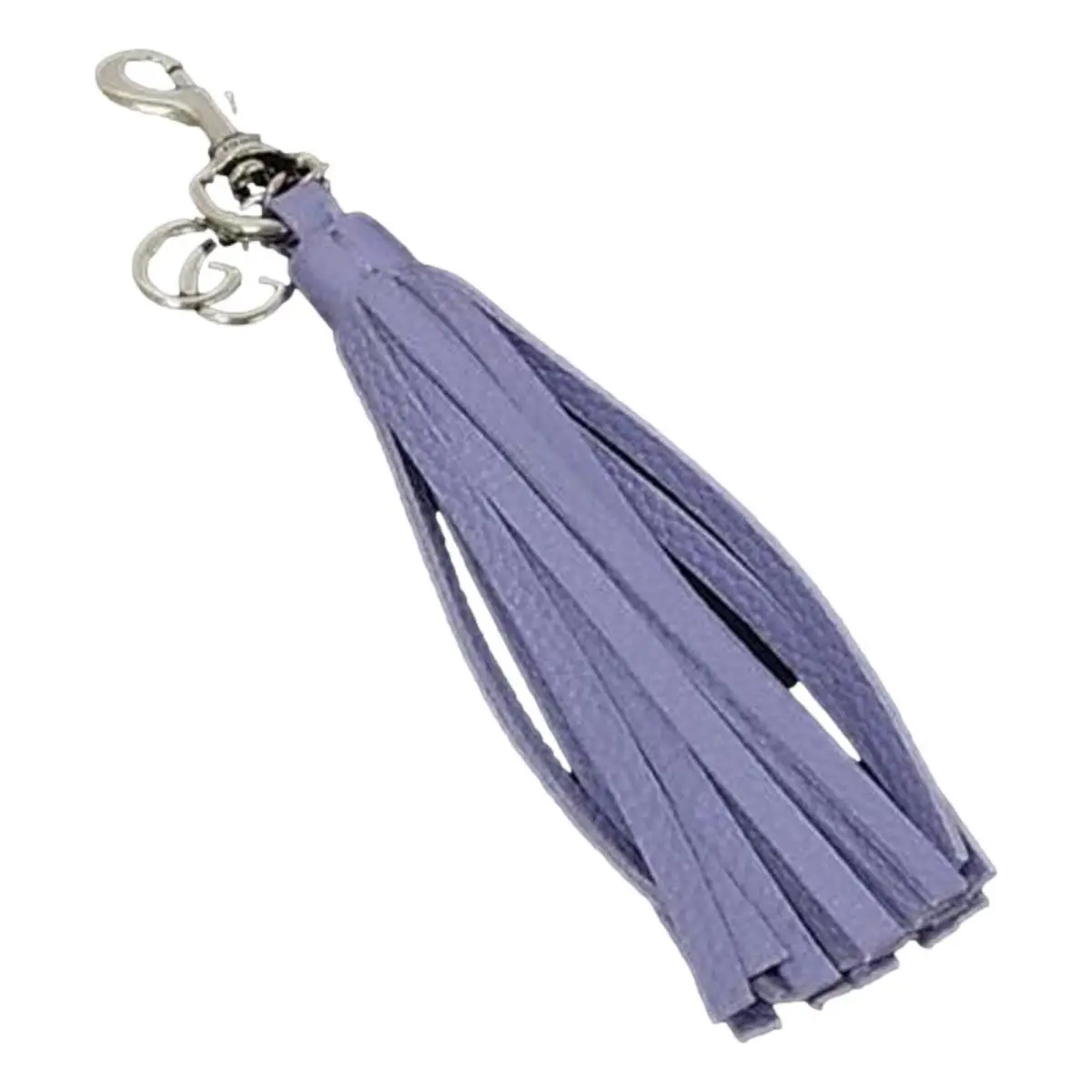 Lilac Purple Leather Tassel Keychain Bag Charm Silver-tone by Gucci