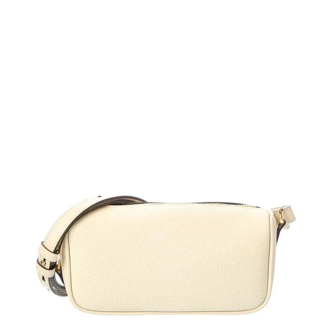 Half Horsebit Mini Leather Hobo Bag Women`s Beige by Gucci