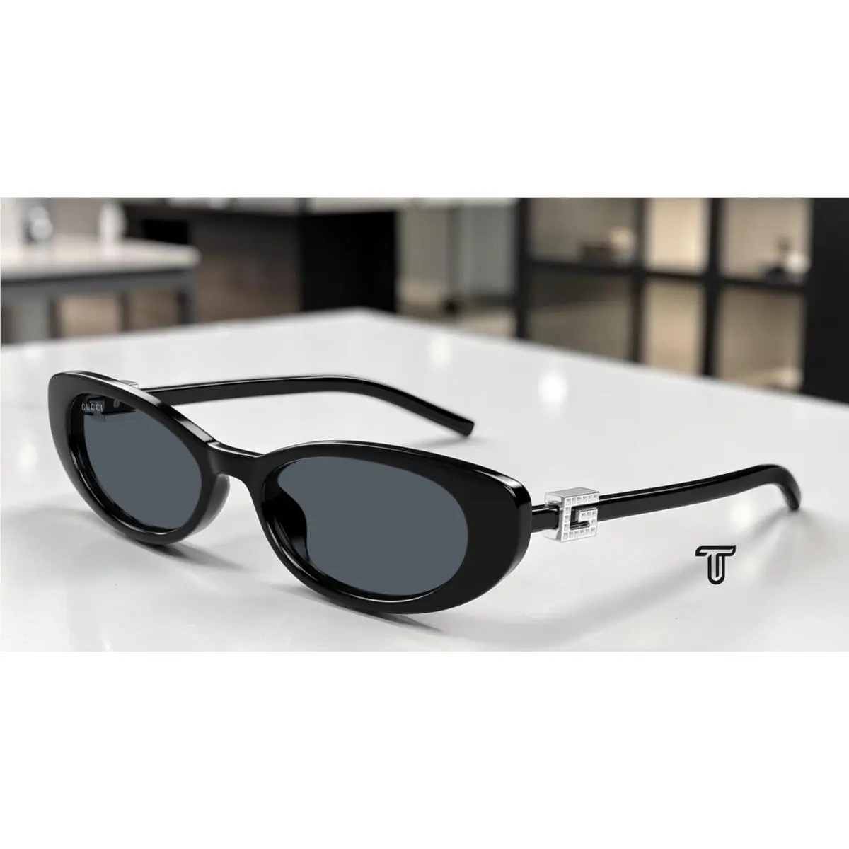 Gucci GG1680S 002 Black Black Grey Lens 52 mm Cat Eye Women`s Sunglasses