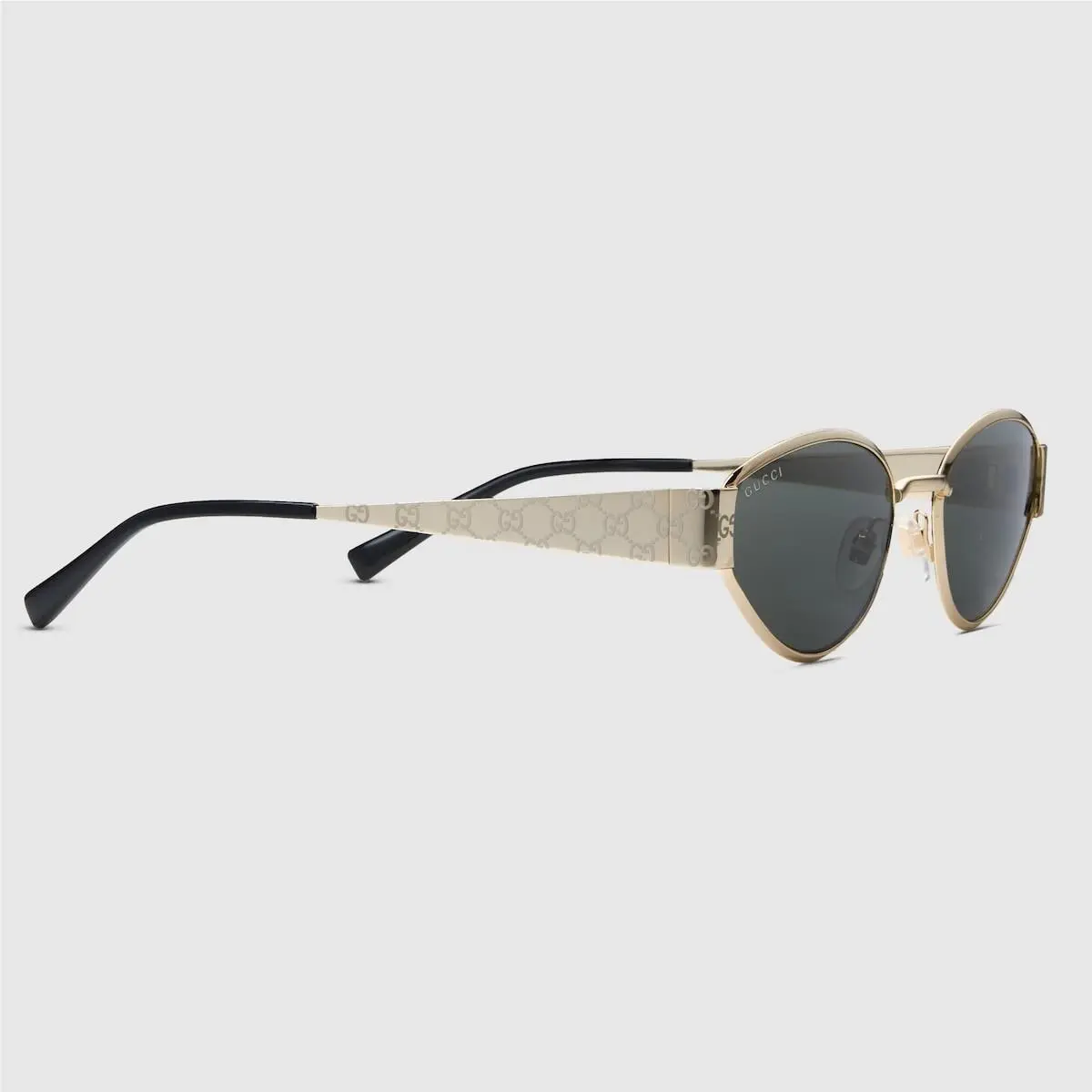 GG1853S Light Gold Toned Geometrical Frame Sunglasses by Gucci