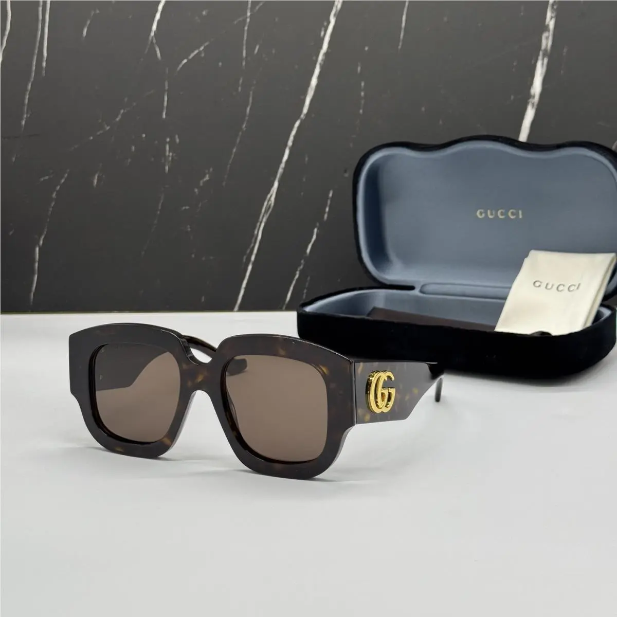 GG1546S 002 Havana Brown Oversized Women Sunglasses by Gucci