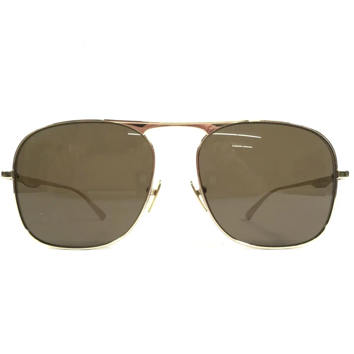 Sunglasses GG0335S 001 Polished Gold Square with Dark Brown Lenses by Gucci