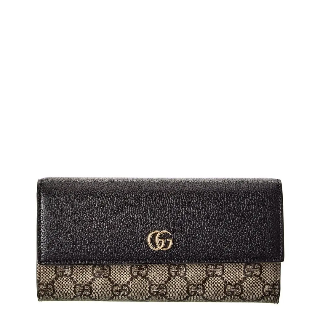 Gucci Gg Marmont Gg Supreme Canvas Leather Continental Wallet Women`s