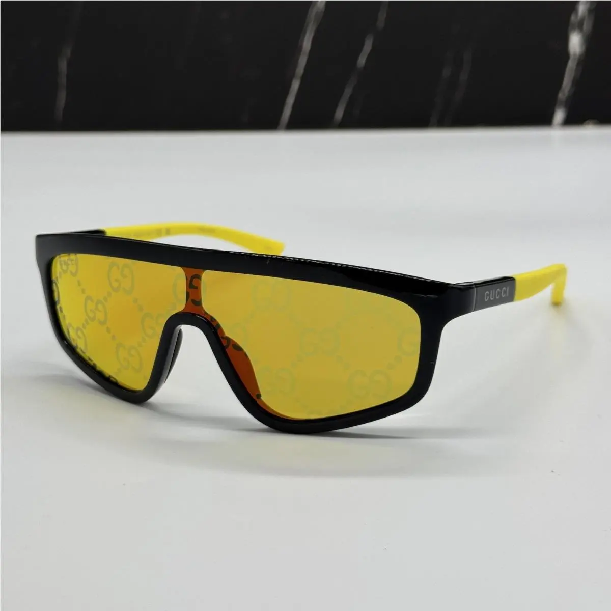 GG1736S 004 Shield Yellow Unisex Sunglasses  by Gucci