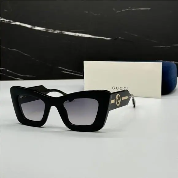 GG1552S 001  Black Grey Butterfly Women Sunglasses  by Gucci