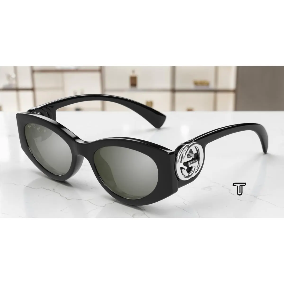 Gucci GG1691S 001 Black Black Grey Lens 54 mm Cat Eye Women`s Sunglasses