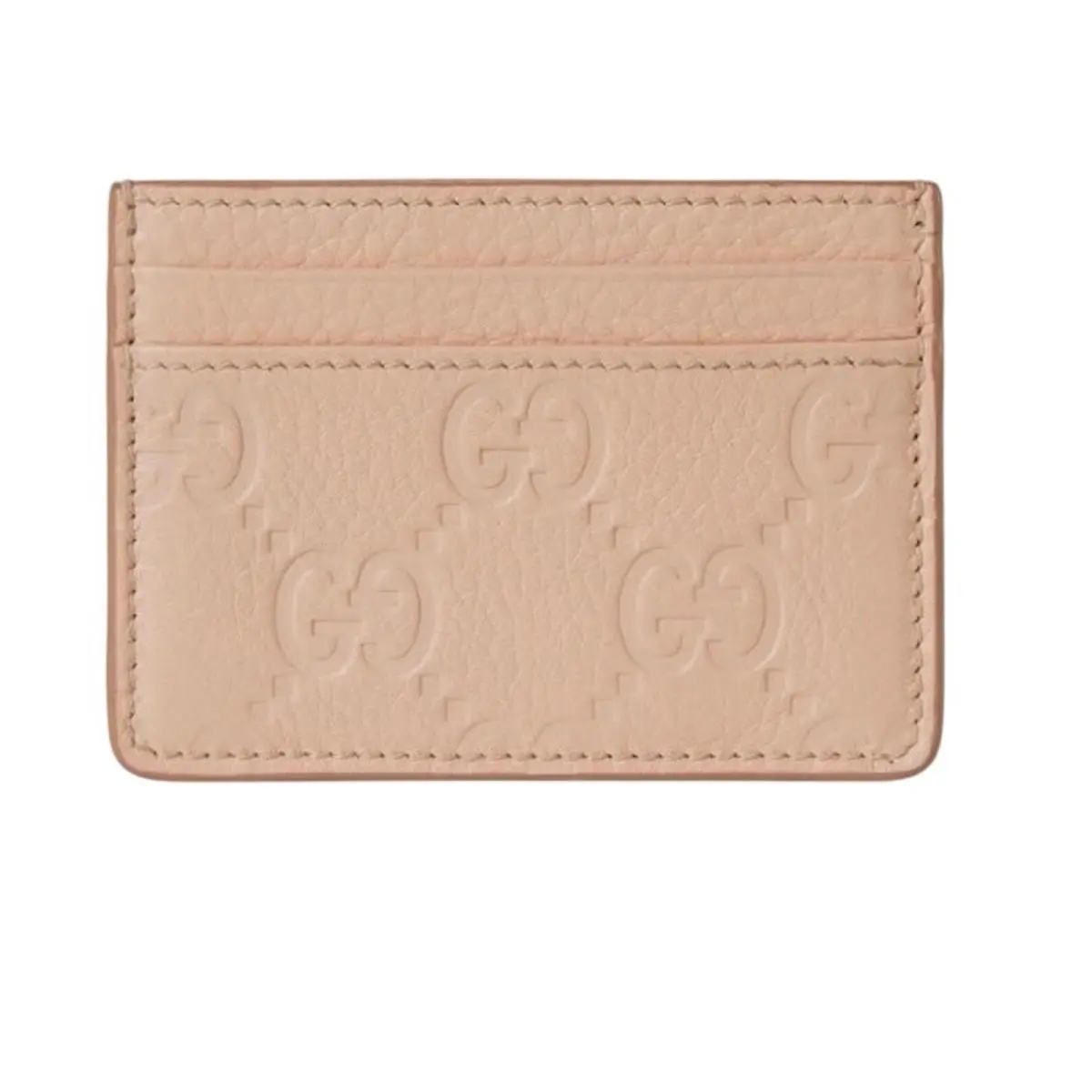 GG Debossed Leather Card Holder Rose Dust by Gucci