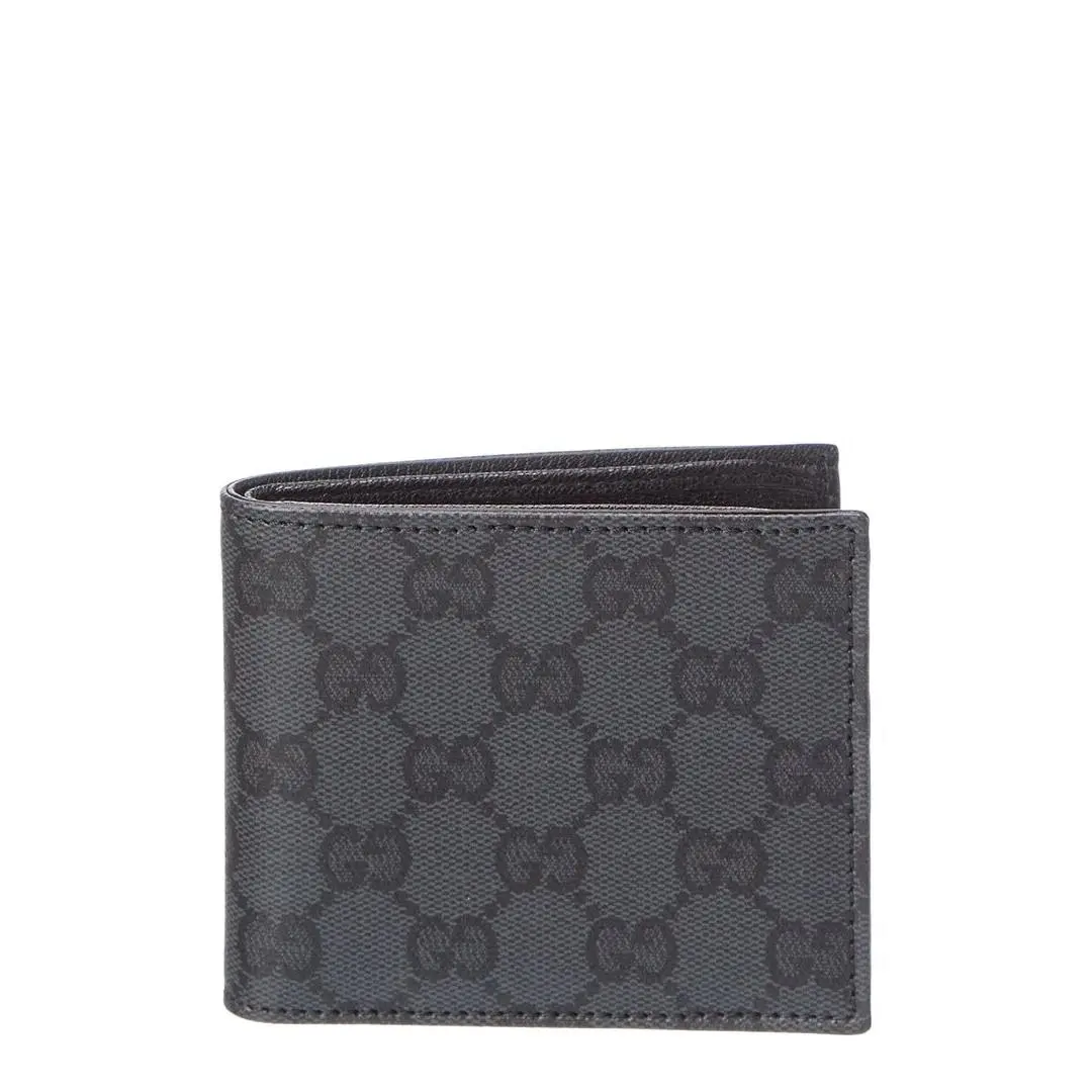 Gucci Essence Classic Gg Coated Canvas Bifold Wallet Women`s Black