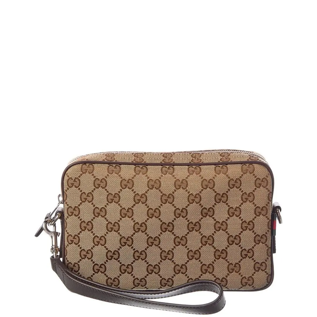 Small Gg Canvas Leather Crossbody Men`s Brown Os by Gucci