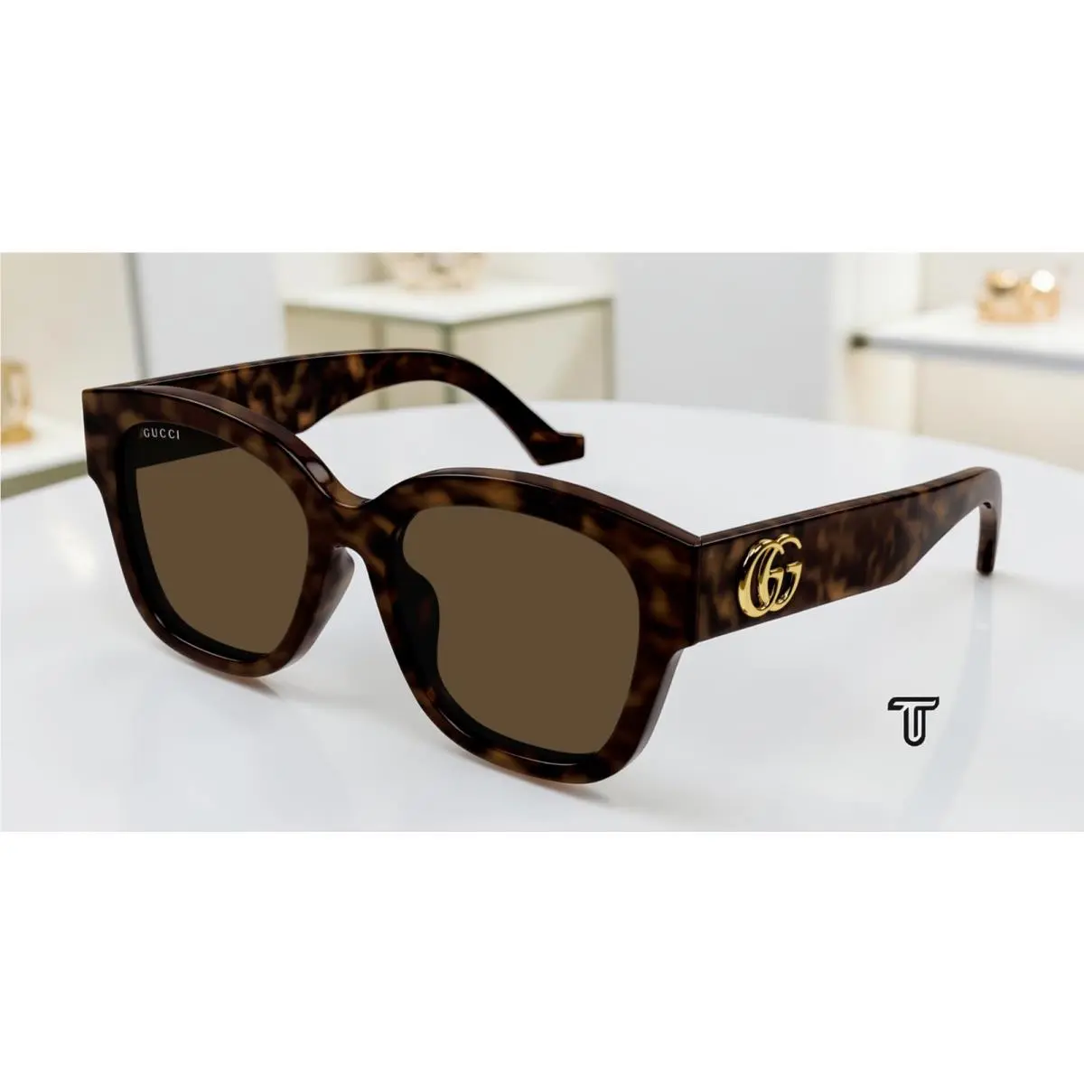 GG1550SK 002 Havana Brown 54 mm Round Oval Panthos Women`s Sunglasses by Gucci