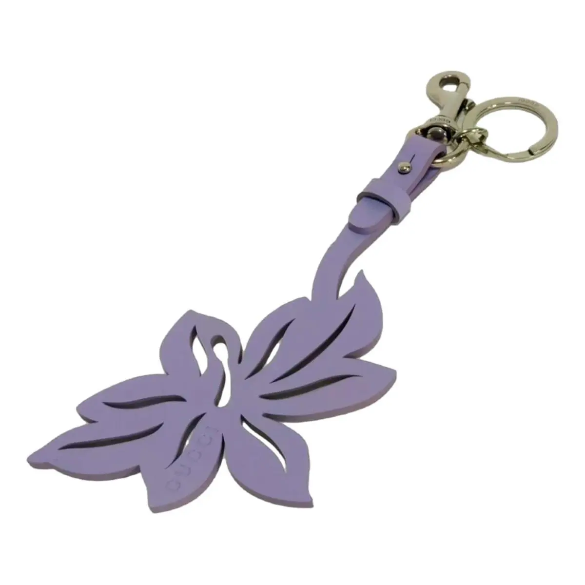 Lilac Purple Leather Flower Bag Charm Keycha by Gucci