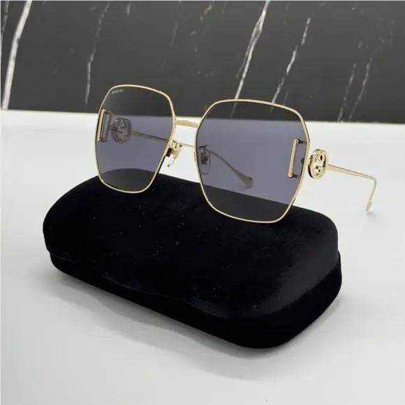 GG1207SA 002  Gold Grey Square Women  Sunglasses by Gucci