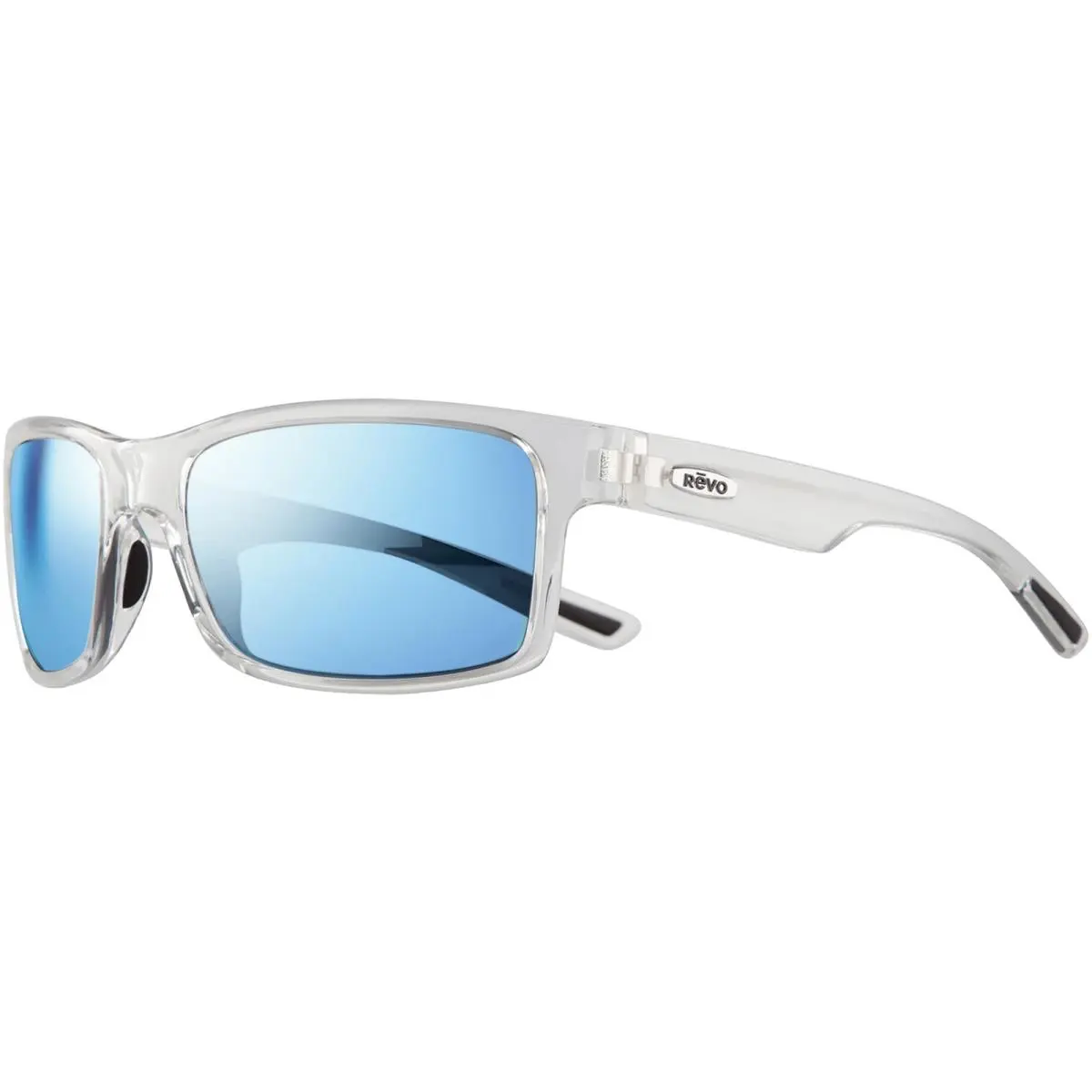 Crawler Polarized Square Wrap Sunglasses w/ Mirror Lens - RE10270 Mauritius Clear Crystal/Blue Water (9BL) by Revo