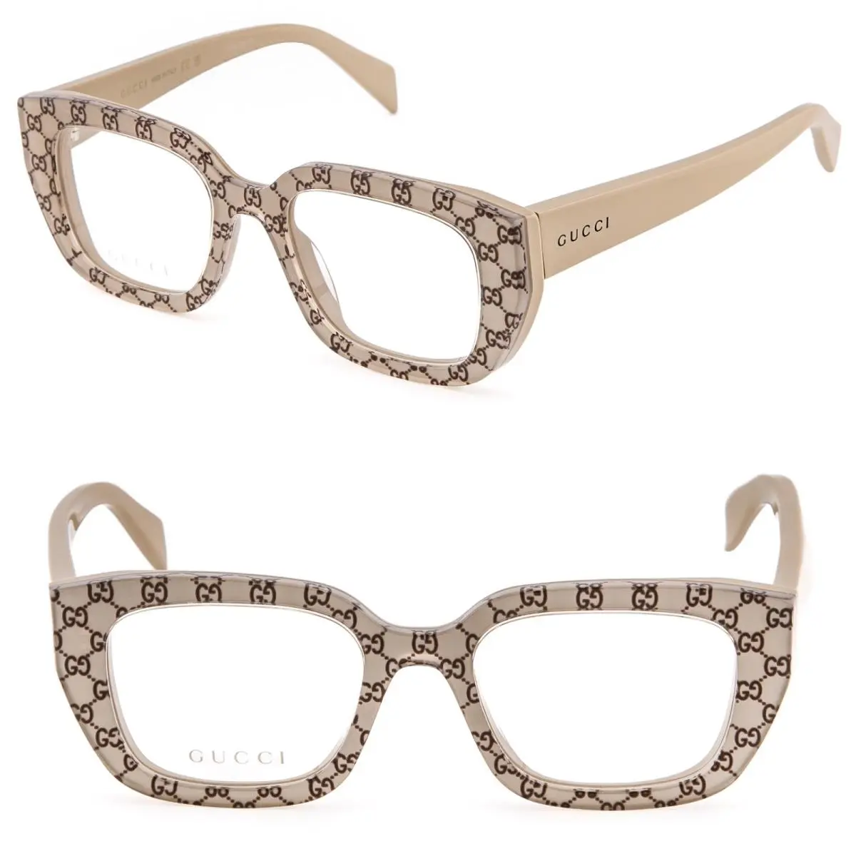 2021 GG2021O Beige Brown GG ssima Print Logo Eyeglasses Optical Frame by Gucci