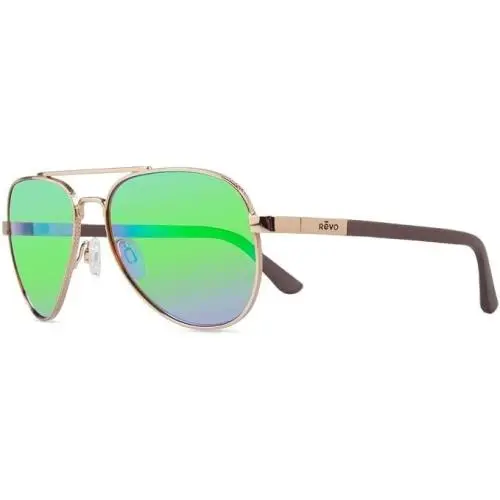 Sunglasses Raconteur Aviator Gold Frame / Green Polarized Lens RE1011 by Revo