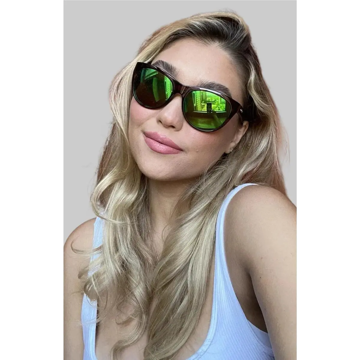 Polarized  RE317 02 Tortoise Green Mirrored Cat Eye Women`s Sunglasses by Revo