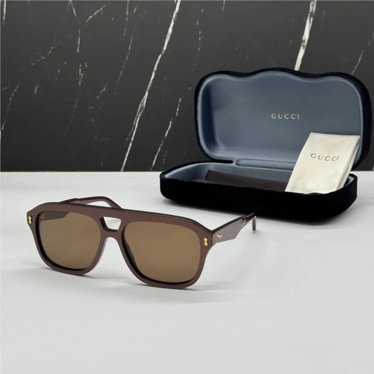 GG1263S 003 Brown Unisex Aviator Sunglasses by Gucci