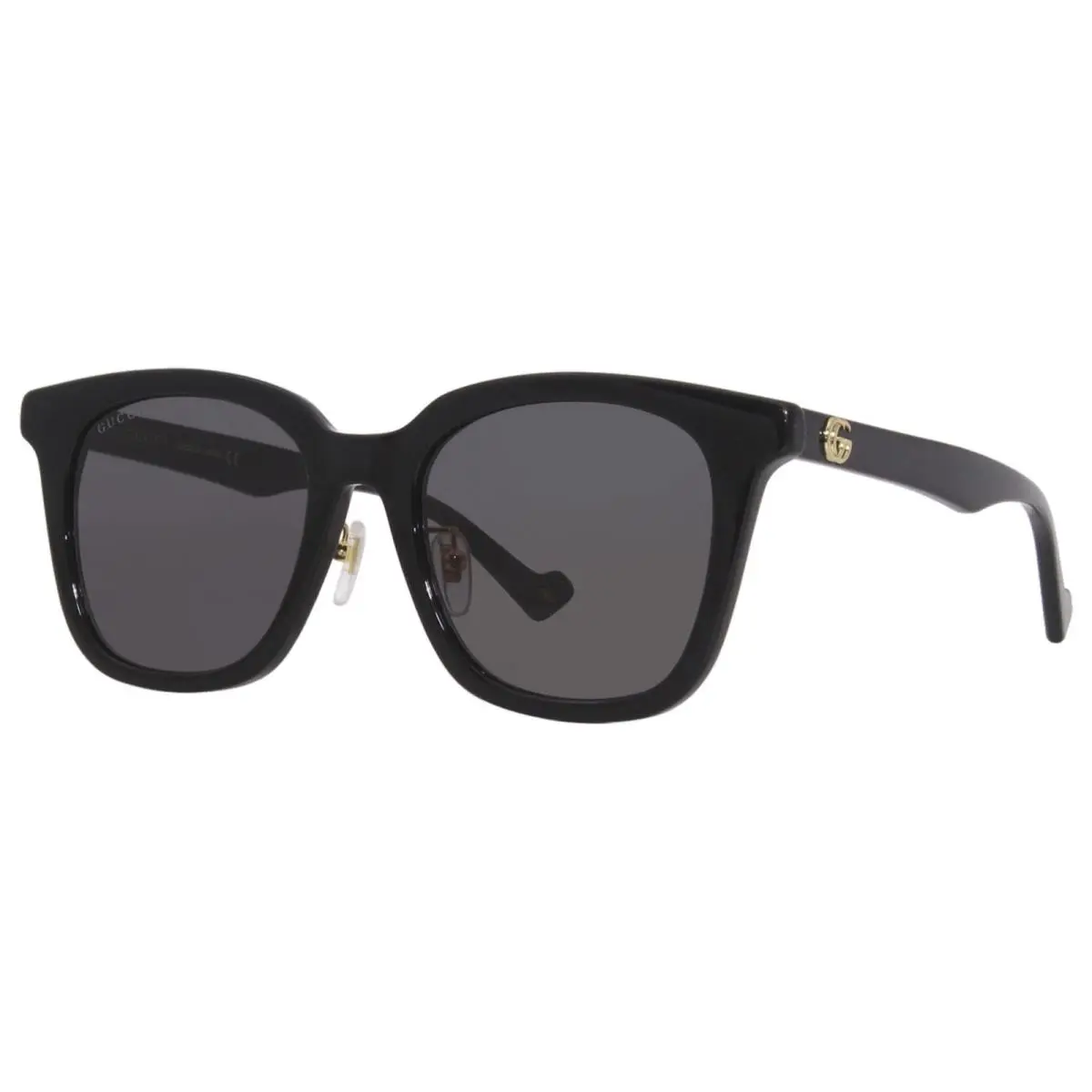GG1000SK 001 Sunglasses Women`s Black/gold/grey Lenses Square Shape 55mm by Gucci