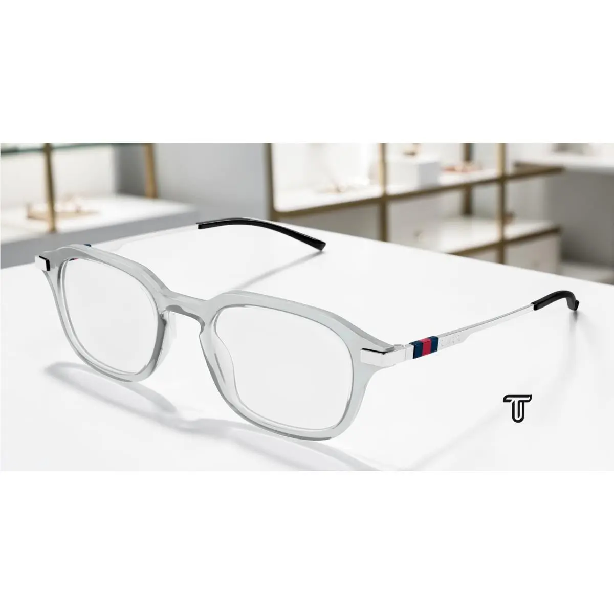 GG1891O 003 Rectangular Grey Silver Demo Lens 49 mm Men`s Eyeglasses by Gucci