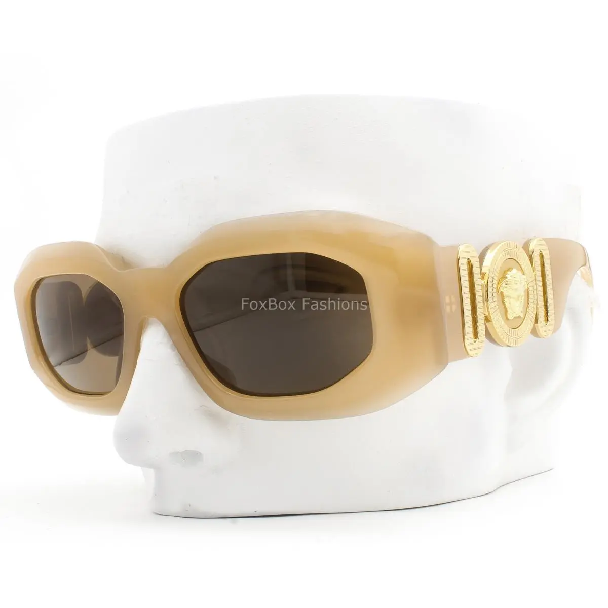 Sunglasses Shiny Opaline Beige Brown Gold VE 4425U 5467/73 with Case by Versace