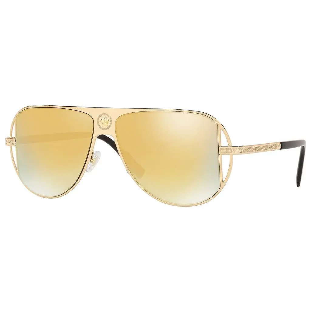 Pilot Sunglasses VE2212 10027P 57mm Gold / Brown Mirror Gold Lens by Versace