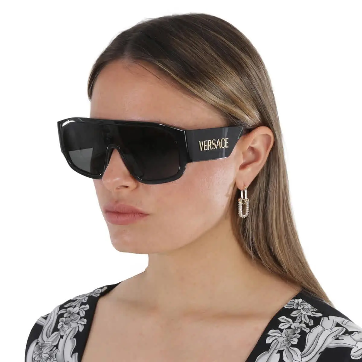 Versace Green Shield Ladies Sunglasses VE4439 GB1/87 33 VE4439 GB1/87 33