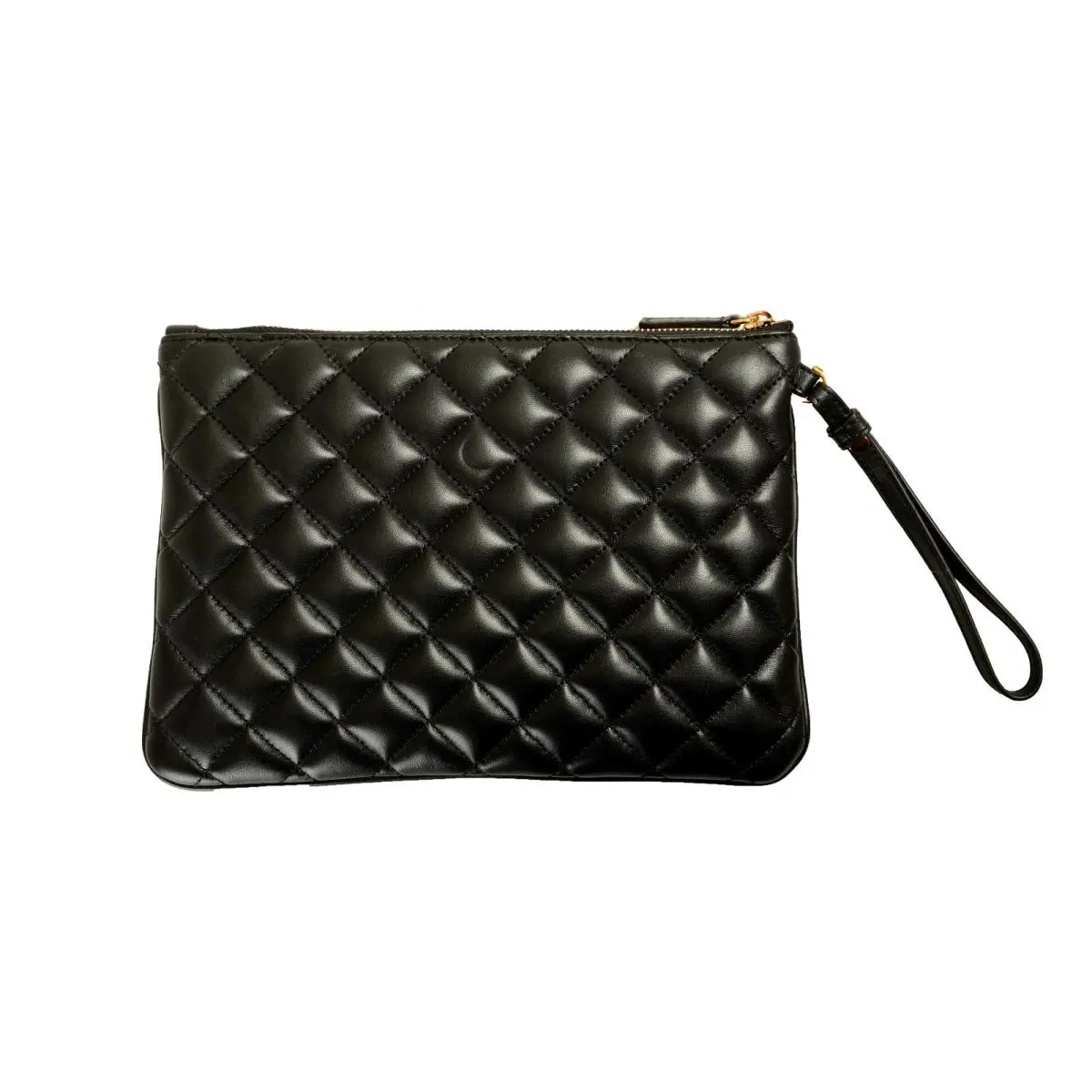Versace Black Quilted Leather Clutch Pouch Handbag Bag