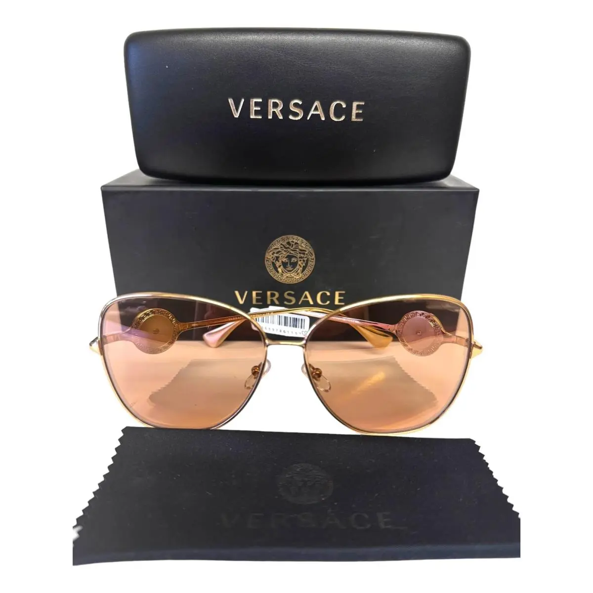 Sunglasses VE 2256 1002/7D Polished Gold Brown Tinted Lens with Case by Versace