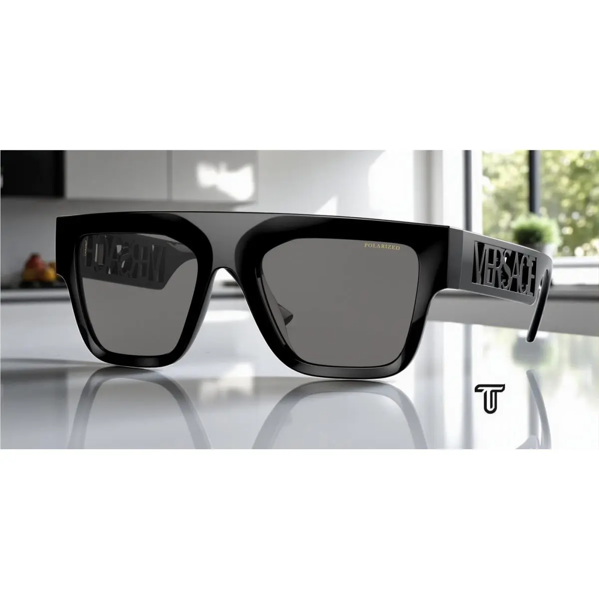 VE4430U GB1 81 Black Dark Grey Polarized 53 mm Men`s Sunglasses by Versace