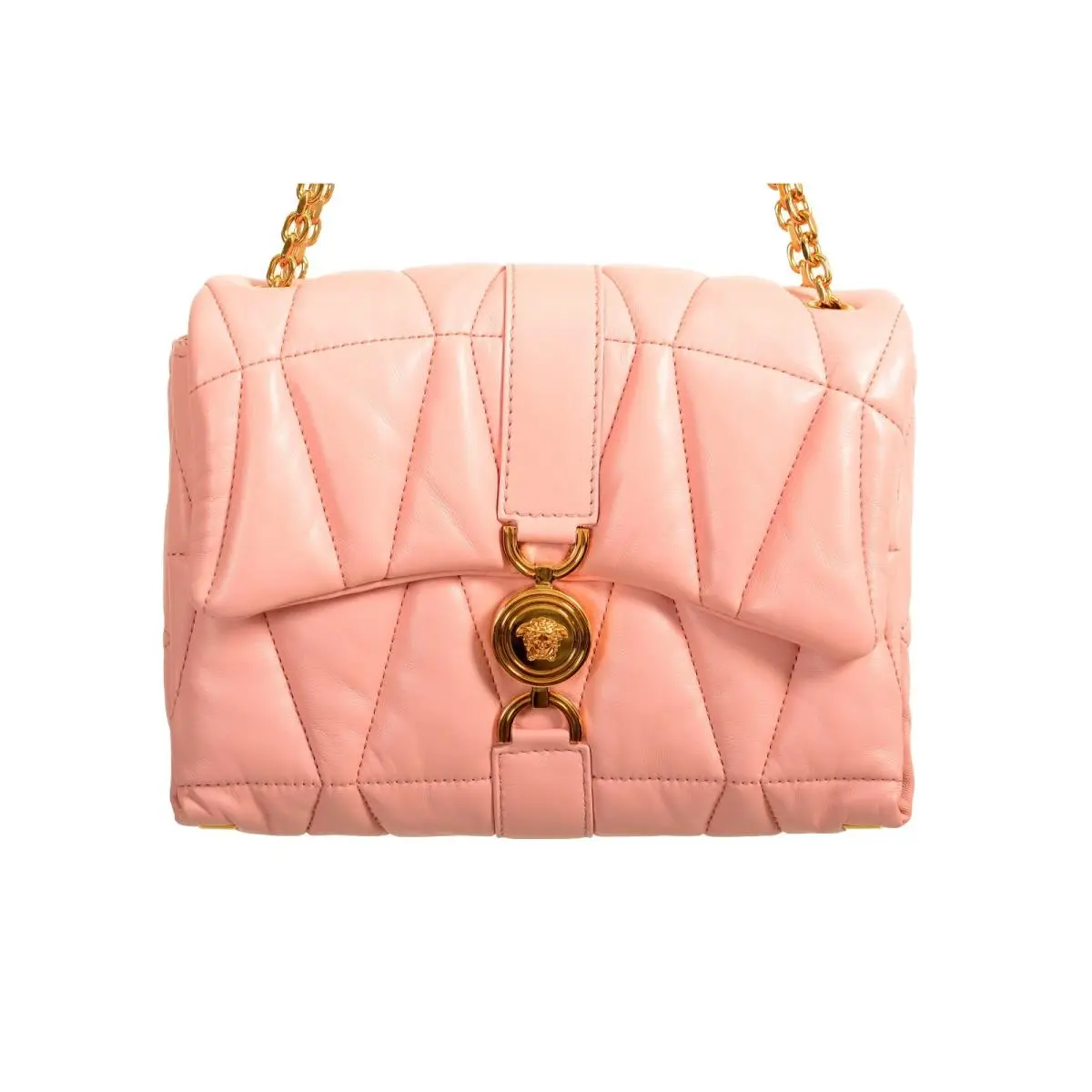 Women`s Pink Soft Leather Gold Medusa Handbag Shoulder Bag by Versace
