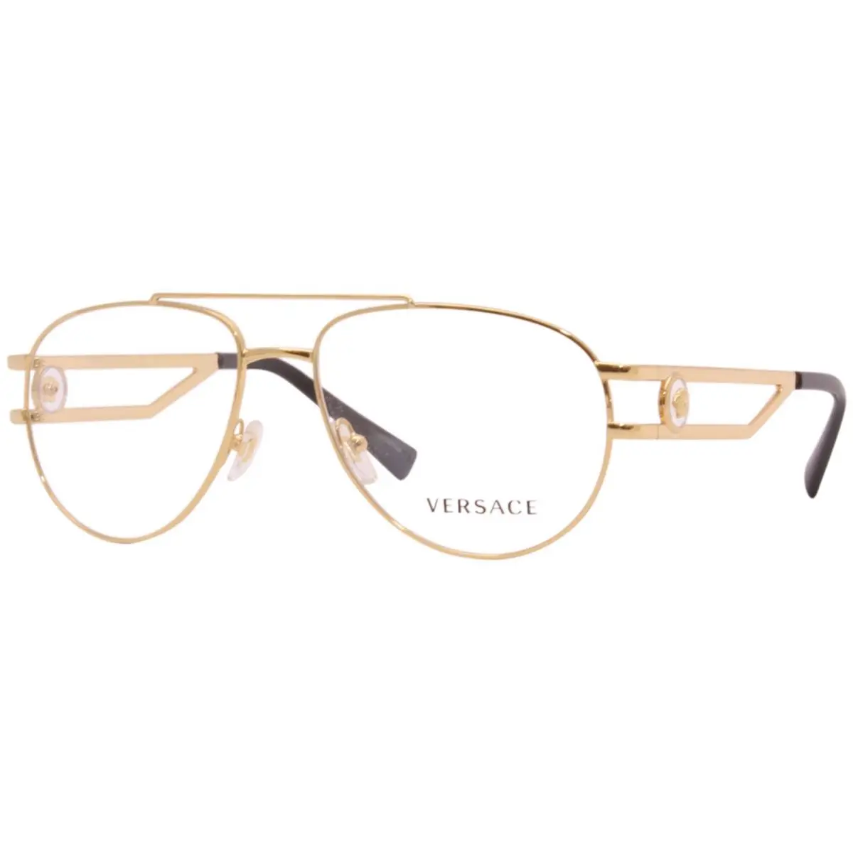 Versace 1269 1002 Eyeglasses Frame Men`s Gold Full Rim Pilot Optical Frame 57mm