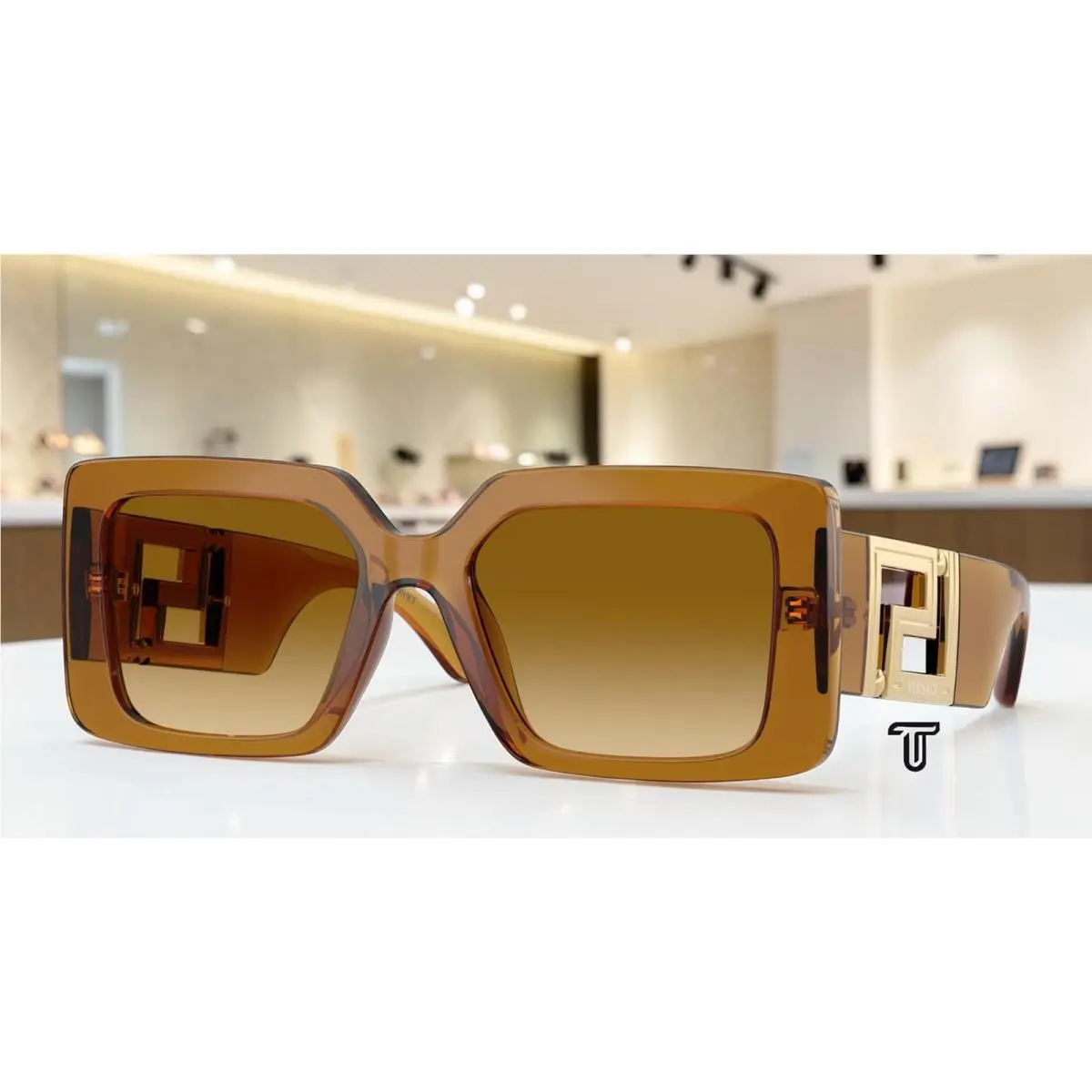 Versace VE4505U 53422L Transparent Yellow Gradient Brown 55mm Women`s Sunglasses