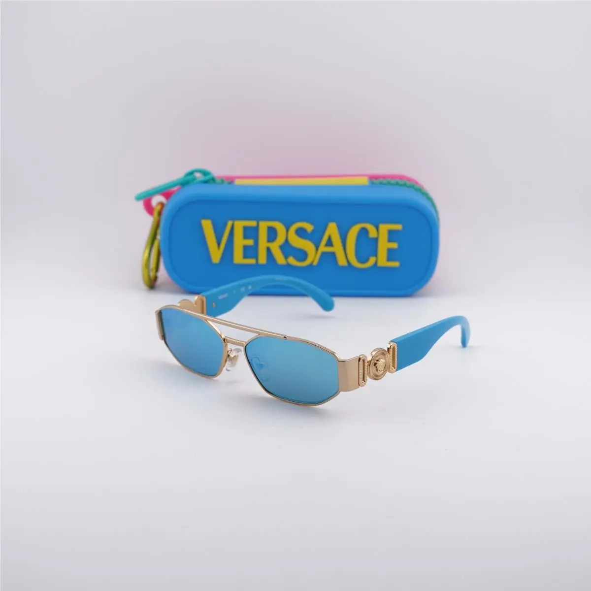Kids VK2003 100255 Gold/light Green Mirror Blue 50-13-130 Sunglasses by Versace