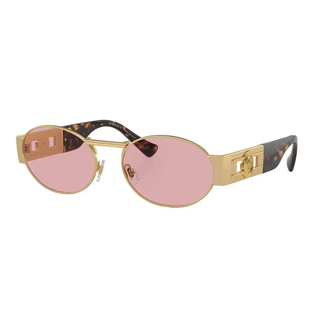 VE 2264 100284 Matte Gold Metal Oval Sunglasses Purple Lens by Versace