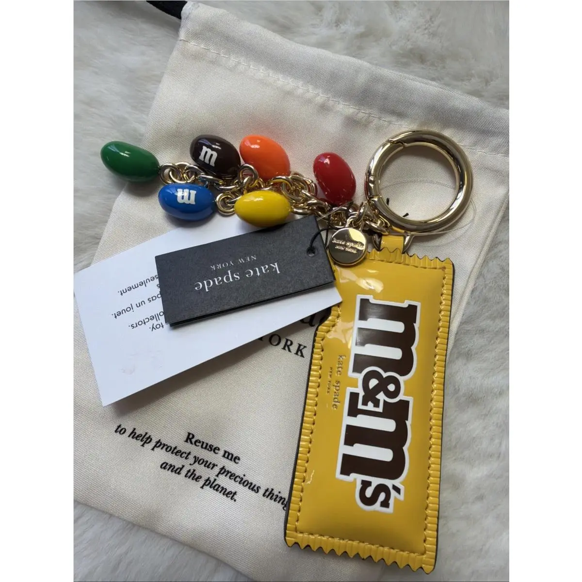 Kate Spade M M 3D Packet Chocolate Snack Bag Charm Key Fob Keychain Multi