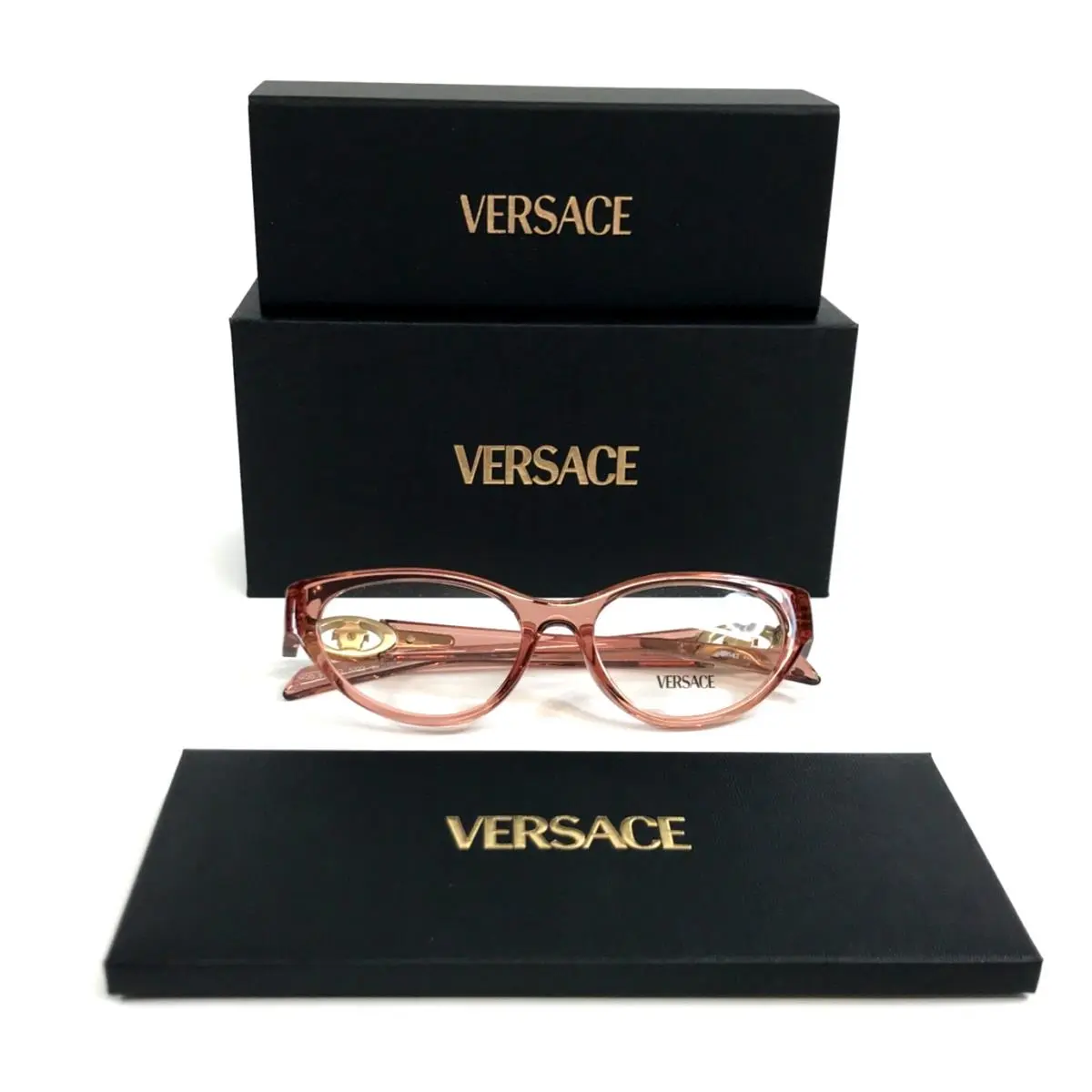 Versace Eyeglasses Frames MOD.3372-U 5322 Transparent Pink Cat Eye 52-17-140